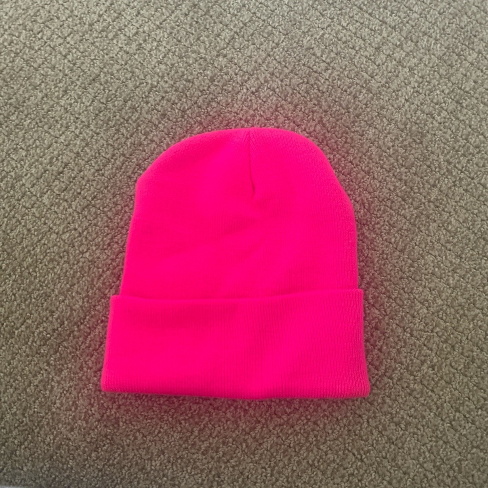 Neon pink beanie